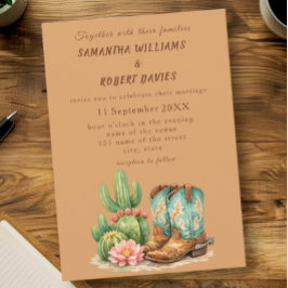 Terrakotta-Kaktus-Wüste-Arizona-Cowboy-Hochzeit Einladung