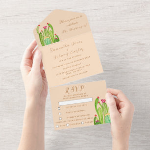 Terrakotta-Kaktus-Wüste-Mexiko-Arizona-Hochzeit All In One Einladung