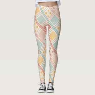 Terrakotta-Karo-Diamantmuster aus der Mitte des Ja Leggings