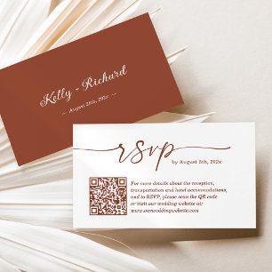 Terrakotta kleiner Hochzeits-RSVP-Website-QR-Code Begleitkarte