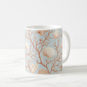 Terrakotta Korallenmeer Muschel-Puderblau-Ozean Kaffeetasse