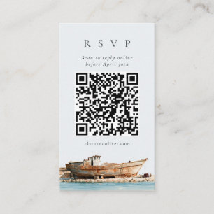 Terrakotta-Kroatische Küstenboot-QR-Code-RSVP-Kart Begleitkarte