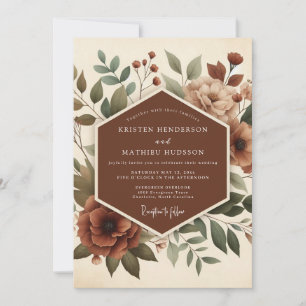 Terrakotta Kunstvolle Botanische Hochzeit Einladung