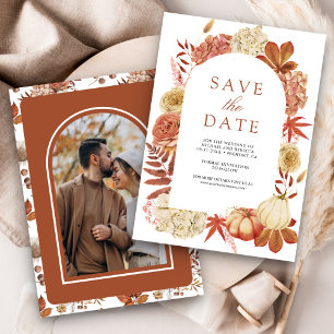 Terrakotta-Kürbis-Blumen-Hochzeit Save The Date
