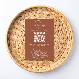 Terrakotta-Kürbis-Hochzeits-RSVP-QR-Code-Karte RSVP Karte