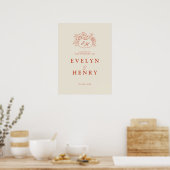 Terrakotta-Kürbis-Monogramm-Willkommensschild Poster (Küche)