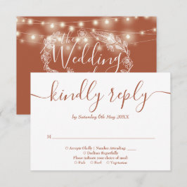 Terrakotta-Lichterkette Florale Hochzeit RSVP Karte