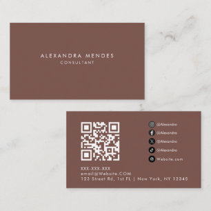 Terrakotta Luxus Minimalist QR-Code Professional Visitenkarte