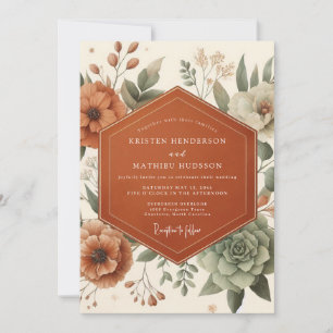 Terrakotta-Malerei Flora-Hochzeit Einladung