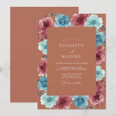 Terrakotta-Mauve-Hochzeit Einladung (Vorne/Hinten)