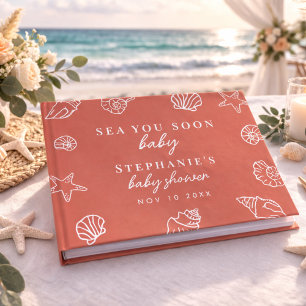 Terrakotta Meer sehen wir bald Babyshower Strand Gästebuch