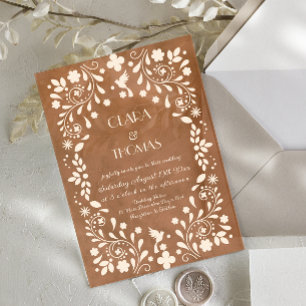 Terrakotta-Mexikanische Beige-Hochzeitseinladung Acryleinladungen