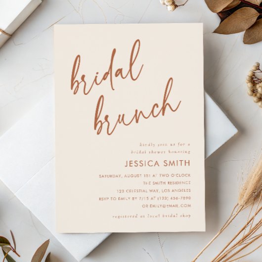 Terrakotta-Minimal-Boho-Braut-Brunch Einladung