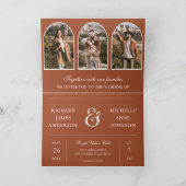 Terrakotta-Minimalbogen-Foto-QR-Code-Hochzeit Einladung (Innenseite)