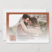 Terrakotta Minimalbogen Foto QR Code Hochzeit Save The Date (Rückseite)