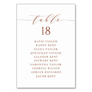 Terrakotta-Minimalist-Schrift Hochzeits-Sitzplan Tischnummer