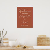 Terrakotta-Minimalist-Script-Hochzeits-Willkommens Poster (Küche)
