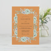 Terrakotta-Mint-Krankz-Wedding Einladung (Stehend Vorderseite)