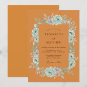 Terrakotta-Mint-Krankz-Wedding Einladung (Vorne/Hinten)