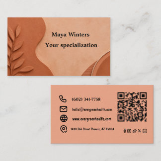 Terrakotta | Moderne elegante QR-Code-Visitenkarte Visitenkarte