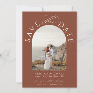 Terrakotta moderne Foto-Hochzeit Save The Date