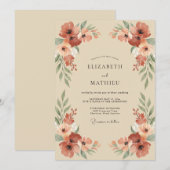 Terrakotta-Mohn-Champagner-Hochzeit Einladung (Vorne/Hinten)