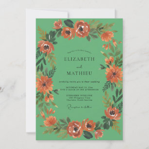 Terrakotta-Mohn-Mint-Hochzeit Einladung