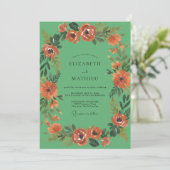 Terrakotta-Mohn-Mint-Hochzeit Einladung (Stehend Vorderseite)