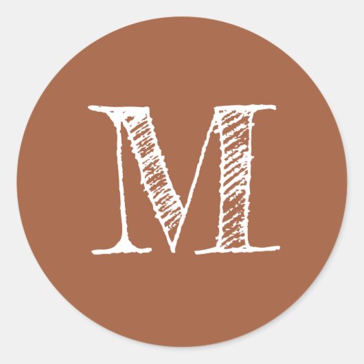 Terrakotta-Monogrammanfang Runder Aufkleber (Vorderseite)