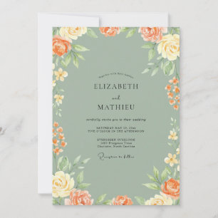 Terrakotta-Moos-Wildblumen-Hochzeit Einladung