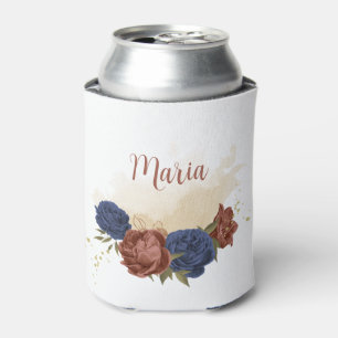 Terrakotta-Navy-Blau-Blumen-Grün Dosenkühler