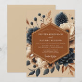 Terrakotta-Navy-Boho-Hochzeit Einladung (Vorne/Hinten)
