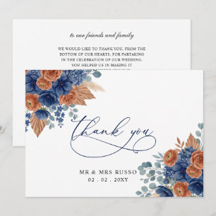 Terrakotta-Navy-Pampas-Grün-Moderne-Hochzeit Dankeskarte