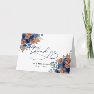 Terrakotta-Navy-Pampas-Grün-Moderne-Hochzeit Dankeskarte