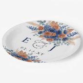 Terrakotta-Navy-Pampas-Grün-Moderne-Hochzeit Pappteller (Schrägansicht)