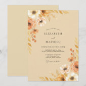 Terrakotta-Ocker-Blüten-Hochzeit Einladung (Vorne/Hinten)