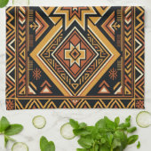 Terrakotta-Ocker-Boho-geometrisches abstraktes Mus Geschirrtuch (Gefaltet)