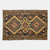 Terrakotta-Ocker-Boho-geometrisches abstraktes Mus Geschirrtuch (Horizontal)
