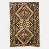Terrakotta-Ocker-Boho-geometrisches abstraktes Mus Geschirrtuch (Vertikal)