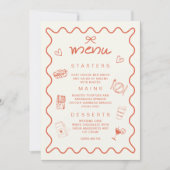 Terrakotta Orange Coquette Bow Spanisches Menü Einladung (Vorderseite)