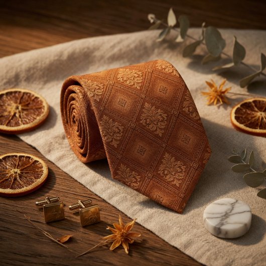 Terrakotta Orange Diamant Krawatte