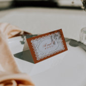 Terrakotta-orange Hochzeitsplatzkarten mit Spitzen Tischnummer