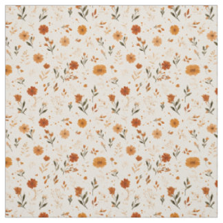 Terrakotta Orange Pfirsich Wildblume Boho Floral Stoff
