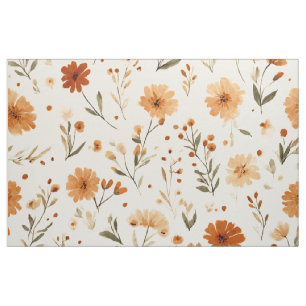 Terrakotta Orange Pfirsich Wildblume Boho Floral Stoff