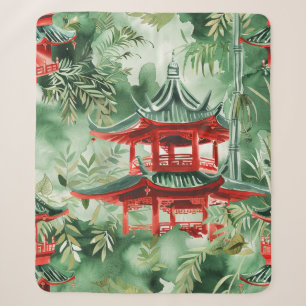 Terrakotta-Pagode Asiaten-Garten Aquarell Sherpadecke