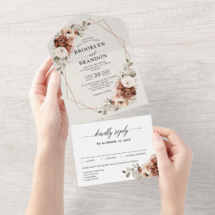 Terrakotta Pampas Gras Rustikale Geometrische Hoch All In One Einladung