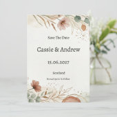 Terrakotta-Pampas-Hochzeit Save The Date (Stehend Vorderseite)