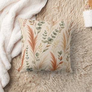 Terrakotta Pampasgras Eukalyptus Neutral Boho Kissen
