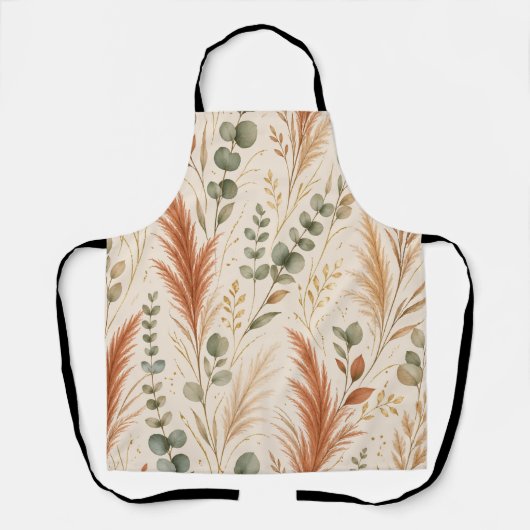 Terrakotta Pampasgras Eukalyptus Neutral Boho Schürze (Vorderseite)