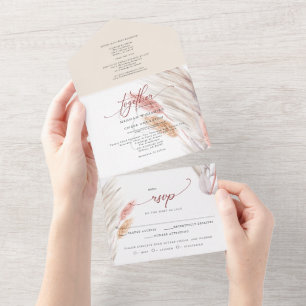 Terrakotta-Pampasgras-Hochzeit All In One Einladung